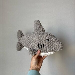 Grey Crochet Shark Plushie